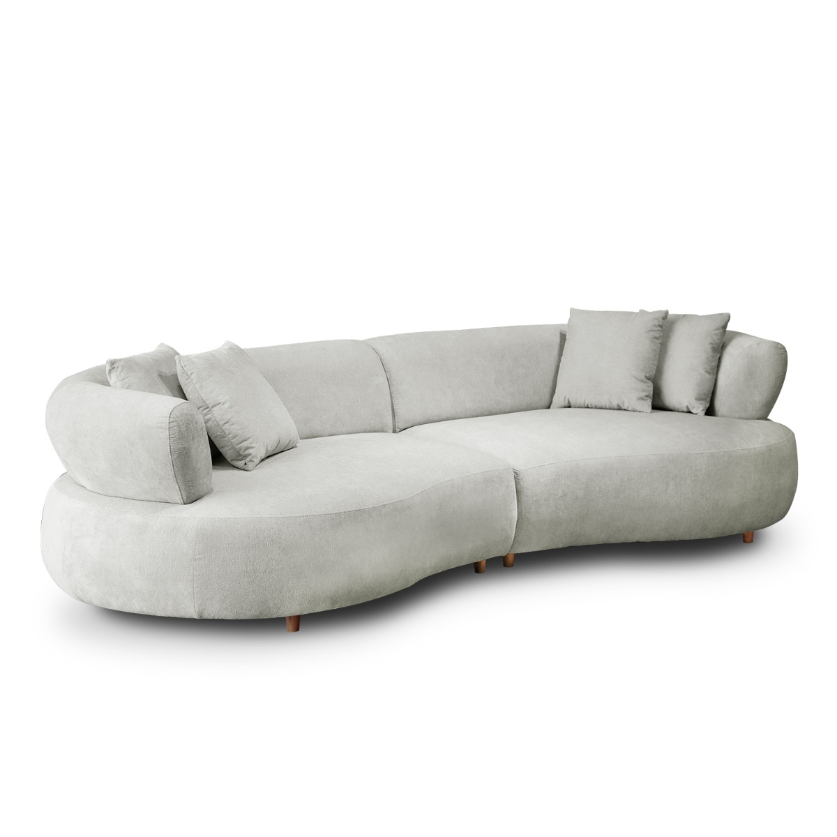 Cleona Sand Grey Curve 4 Seater Sofa