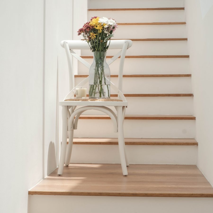 Cross Back Café Dining Chair Rustic Ivory