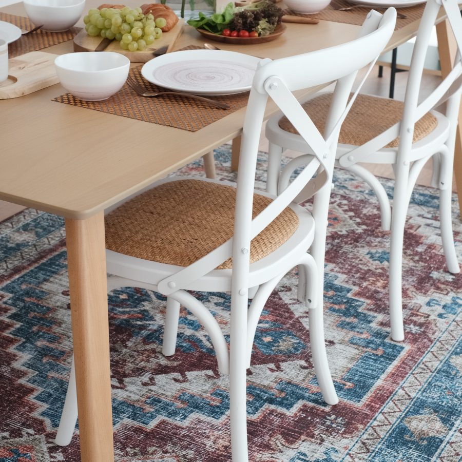 Cross Back Café Dining Chair Rustic Ivory