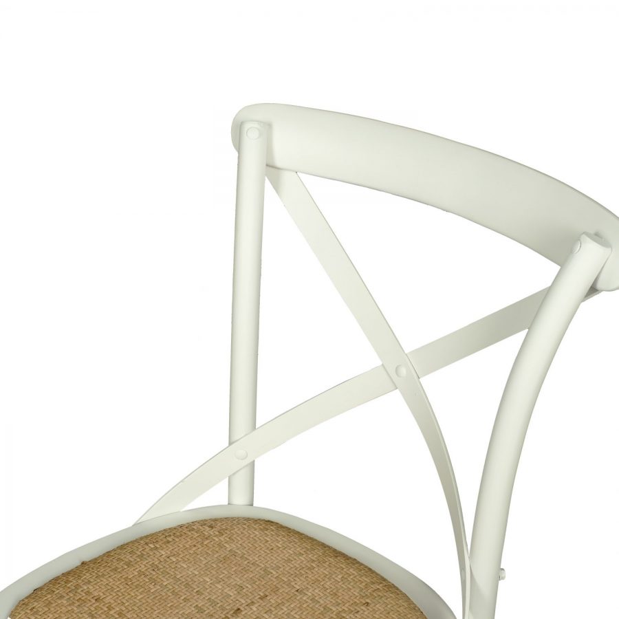 Cross Back Café Dining Chair Rustic Ivory