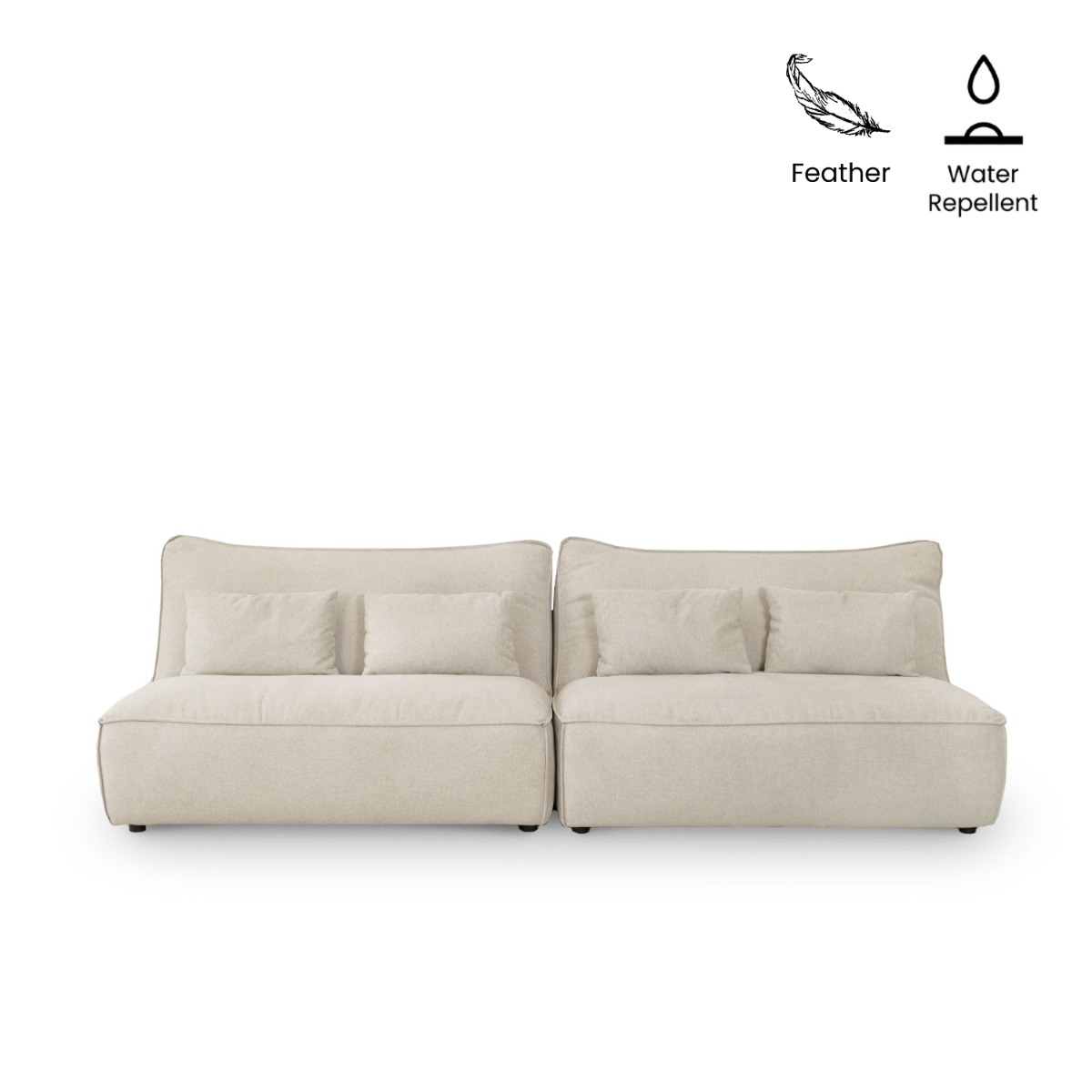 Daphne Stone Grey Wide Armless Sofa