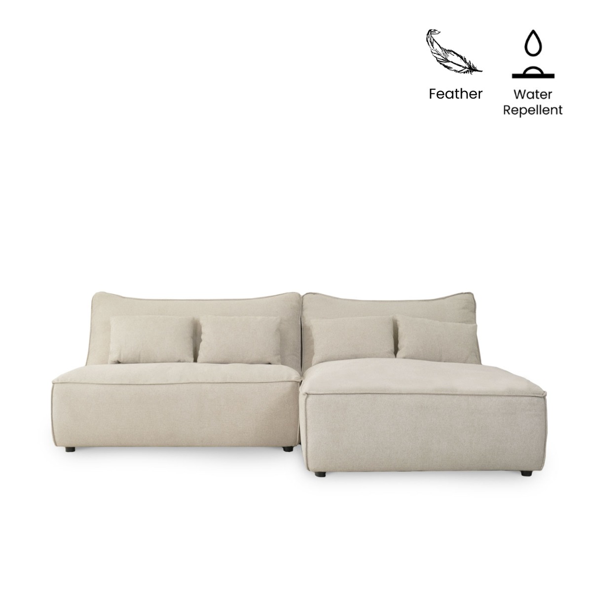 Daphne Stone Grey Armless Sectional Sofa