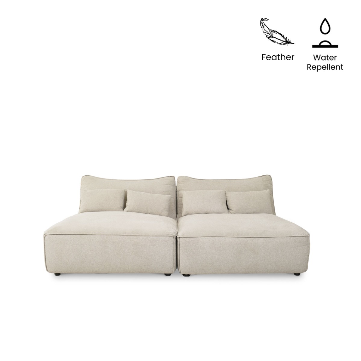 Daphne Stone Grey Double Armless Chaise Sofa