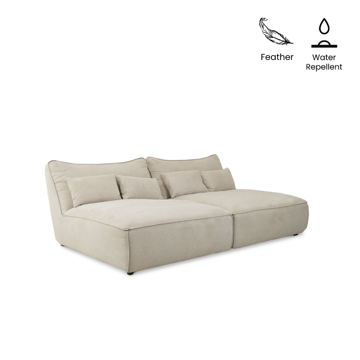 Daphne Stone Grey Double Armless Chaise Sofa