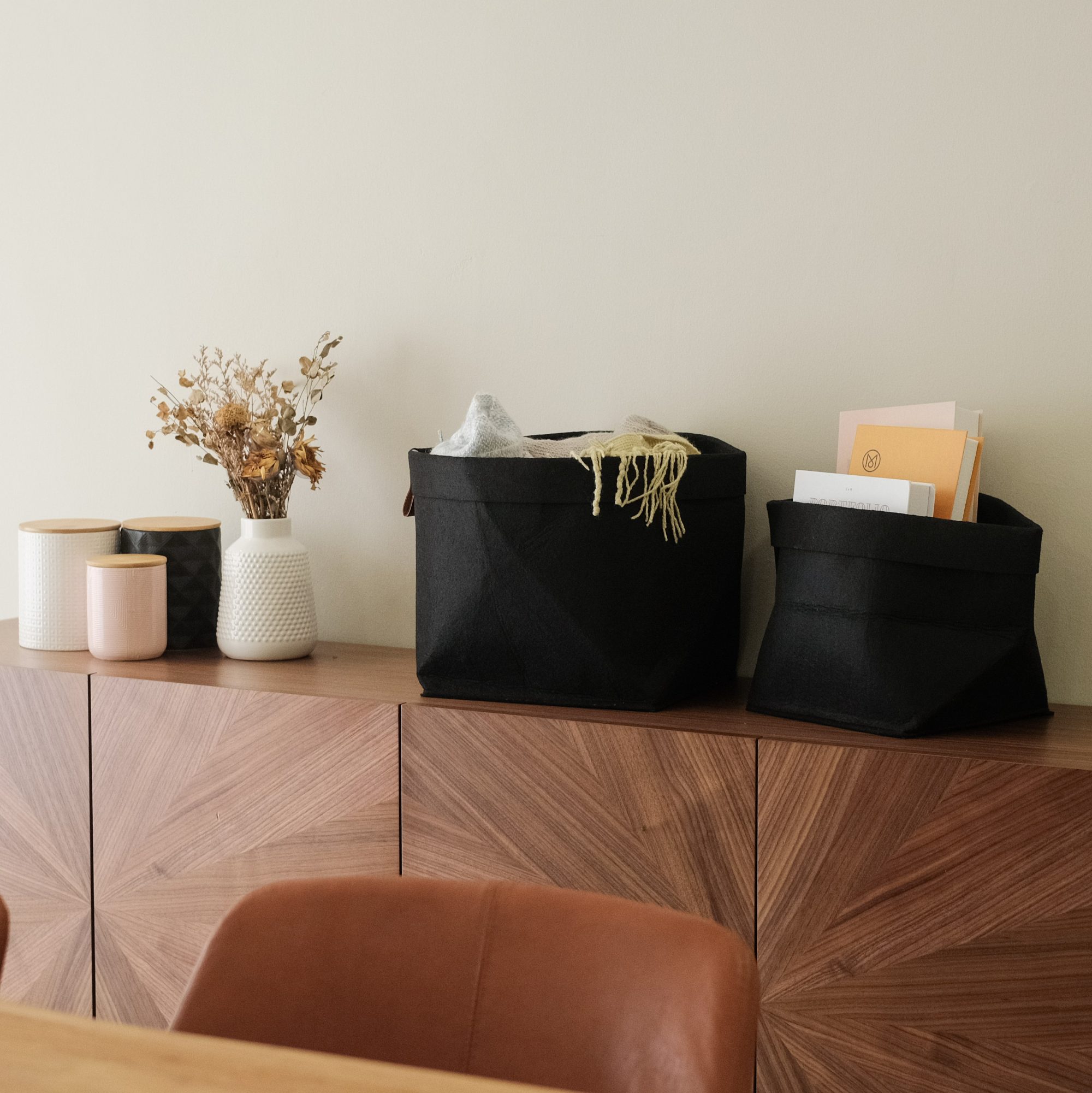 Alfie Black Felt Basket - Small