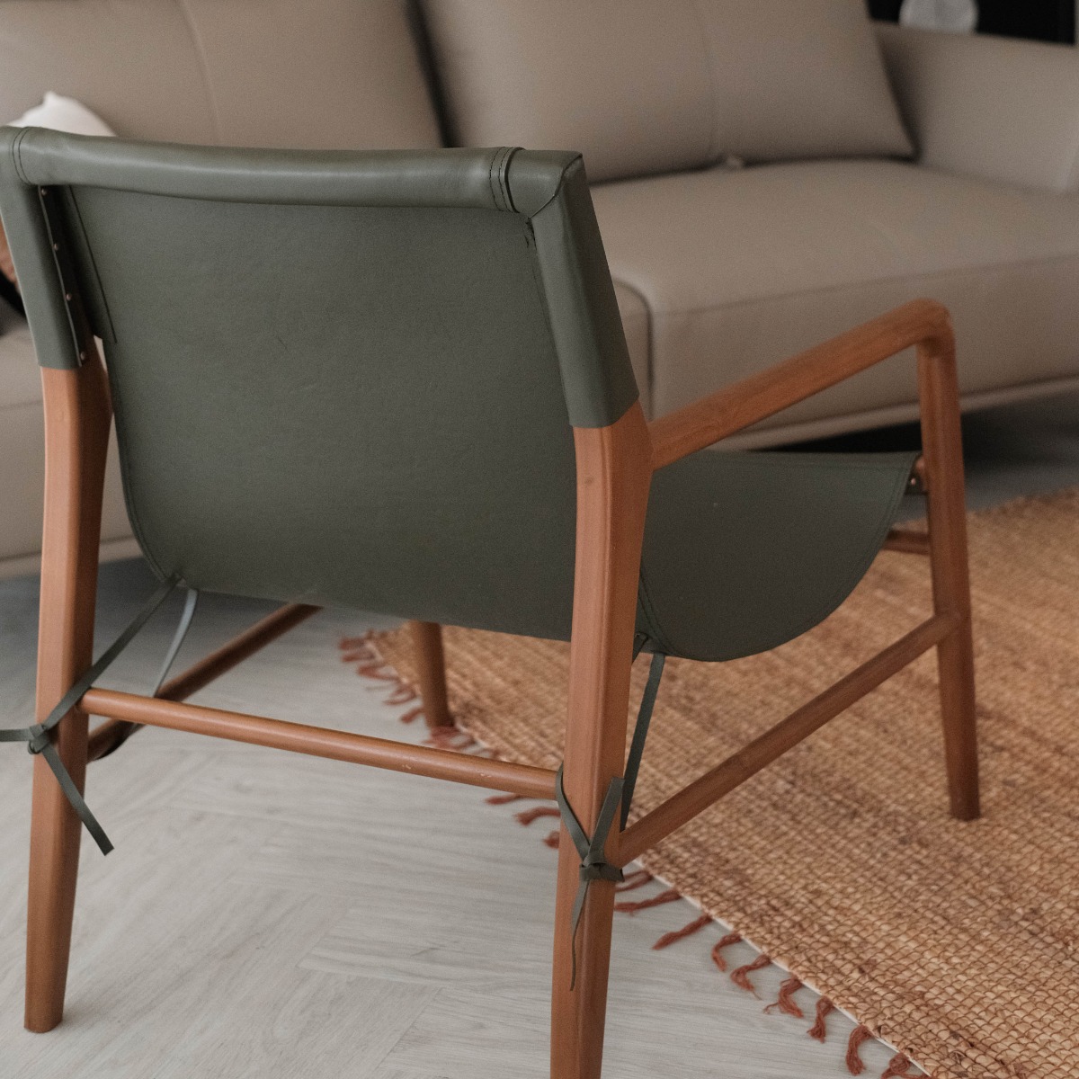 Capri Olive Leather Lounge Chair