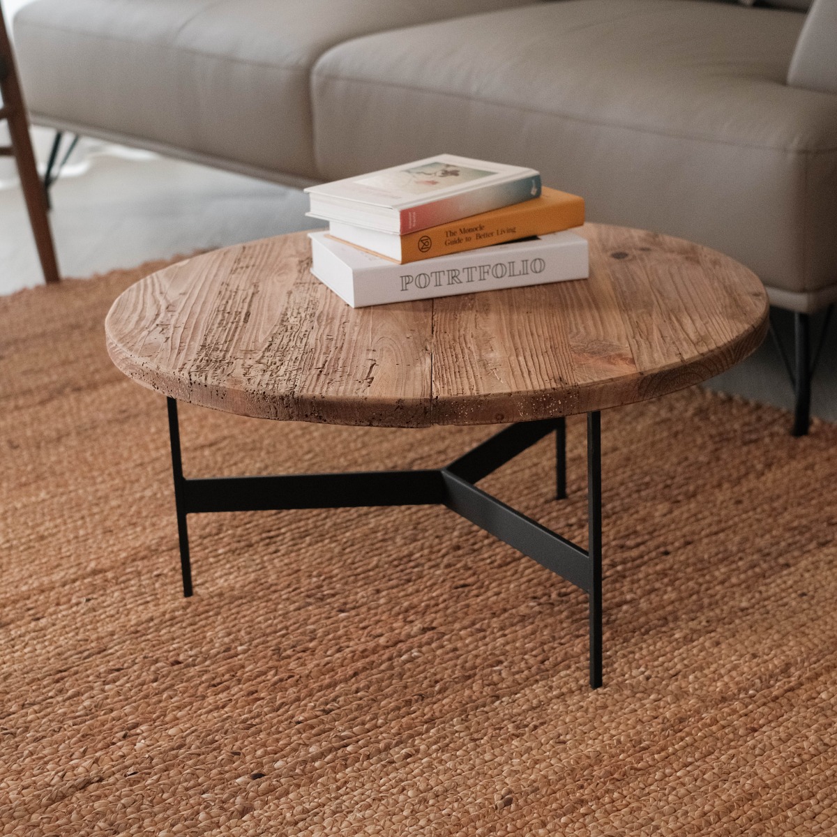 Reclaimed Wood Coffee Table Dia 70cm