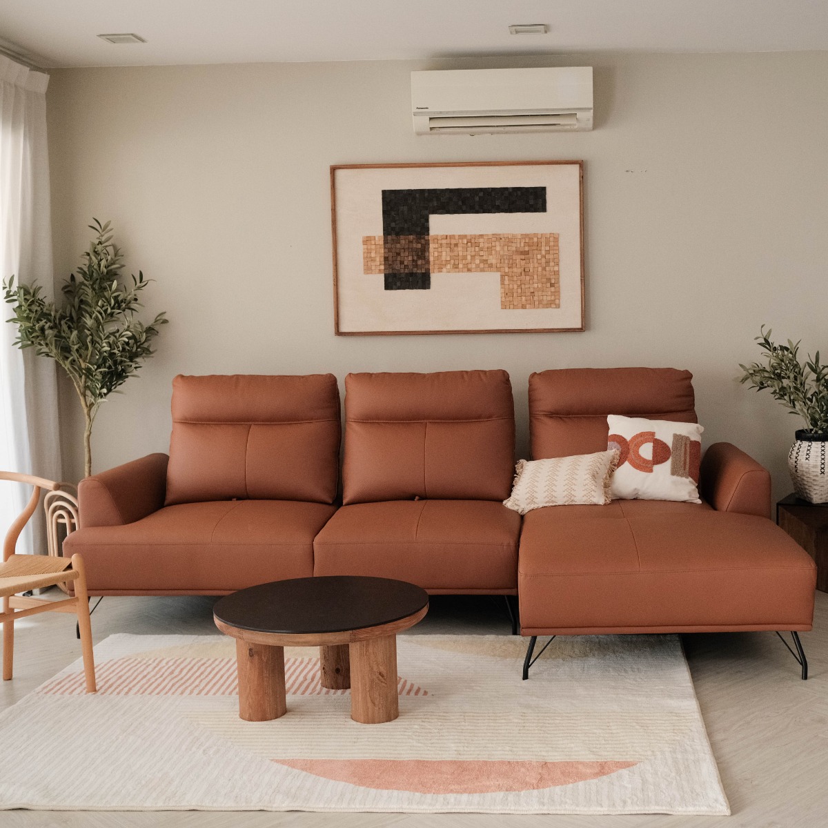 Maila Leather Left Sectional Sofa With Adjustable Back