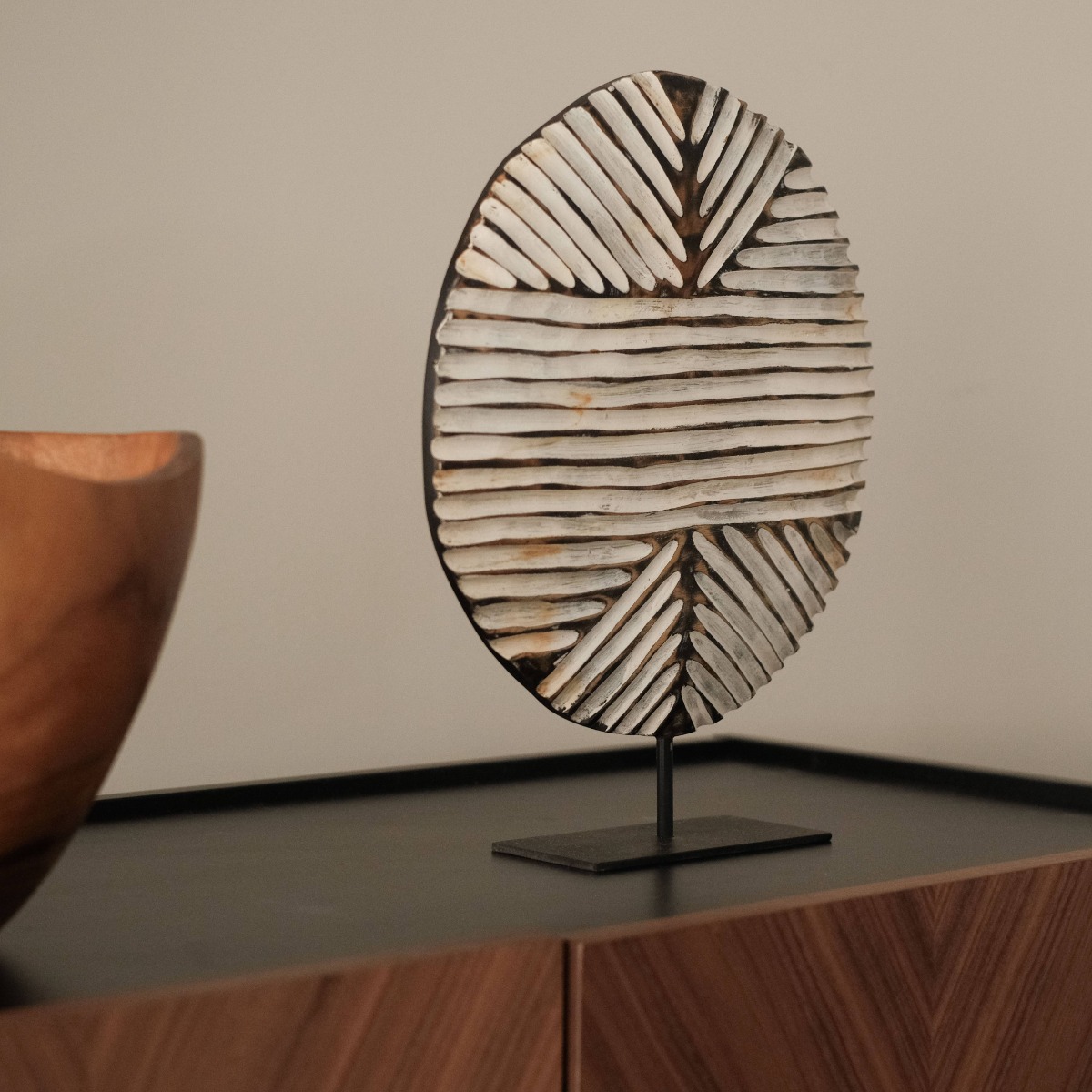 Otis Teak Black & Whitewashed Art Stand