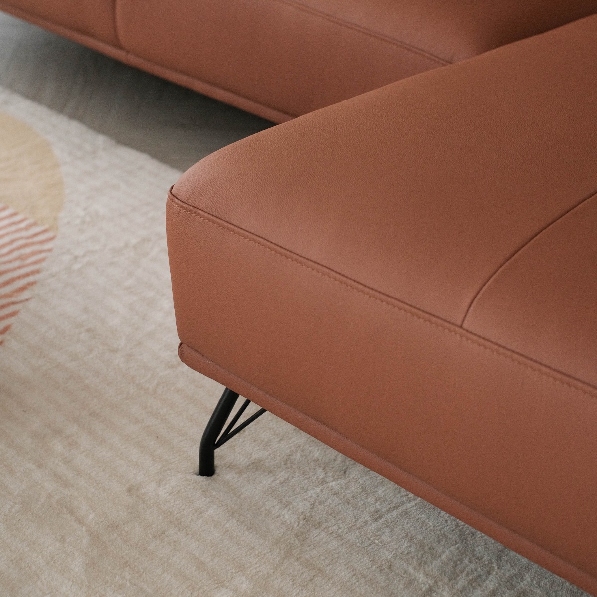 Maila Leather Left Sectional Sofa With Adjustable Back