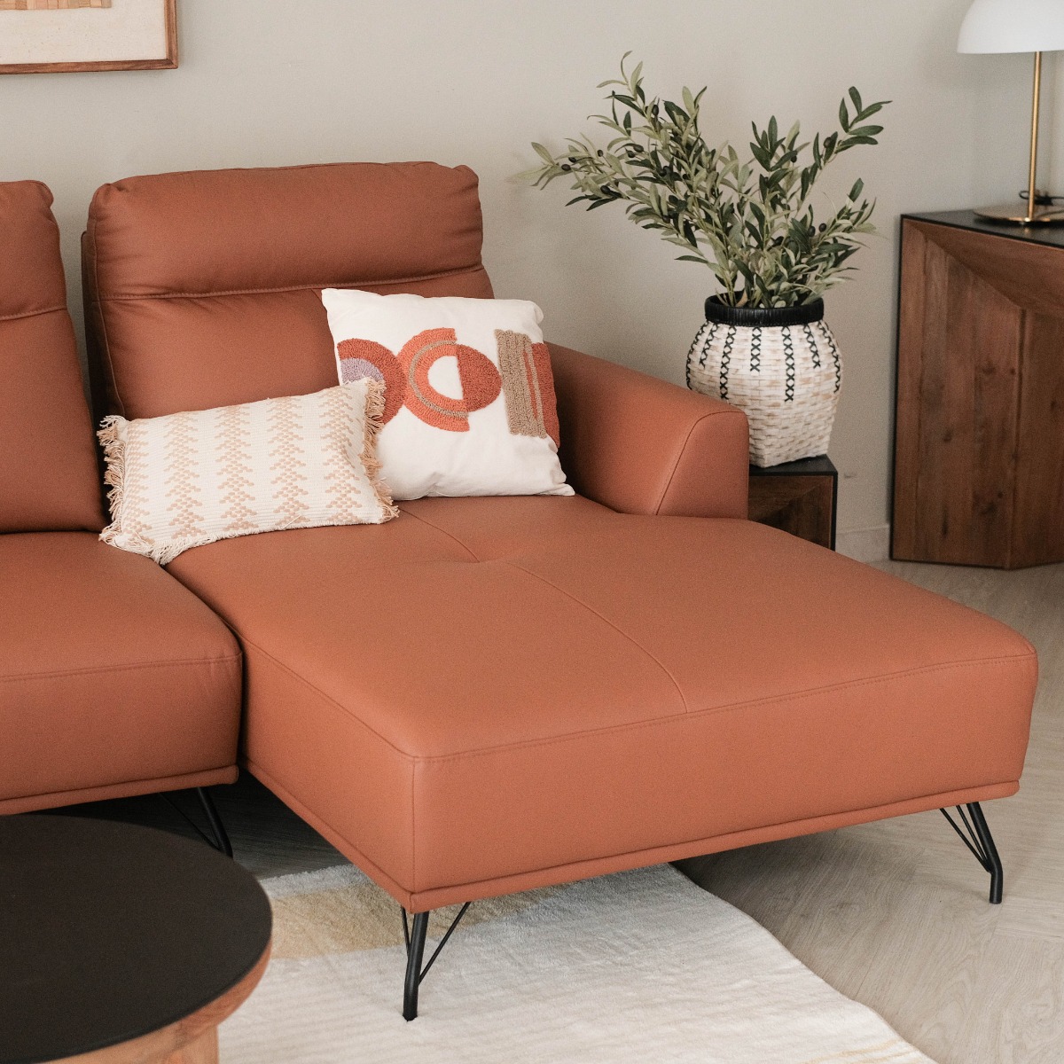 Maila Leather Left Sectional Sofa With Adjustable Back