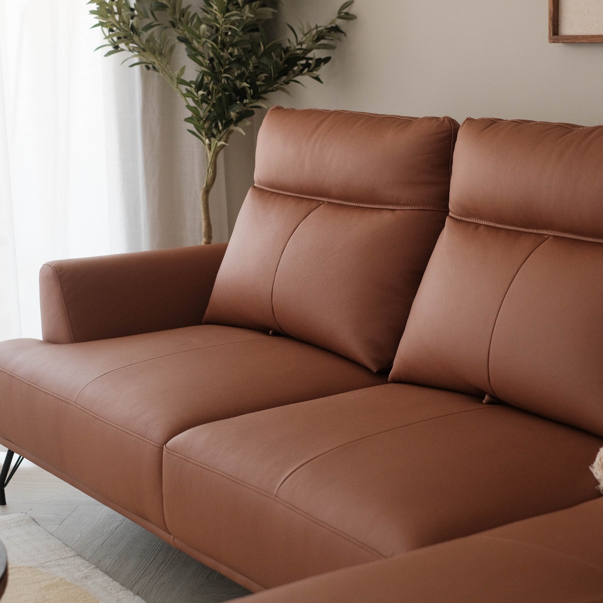 Maila Leather Left Sectional Sofa With Adjustable Back