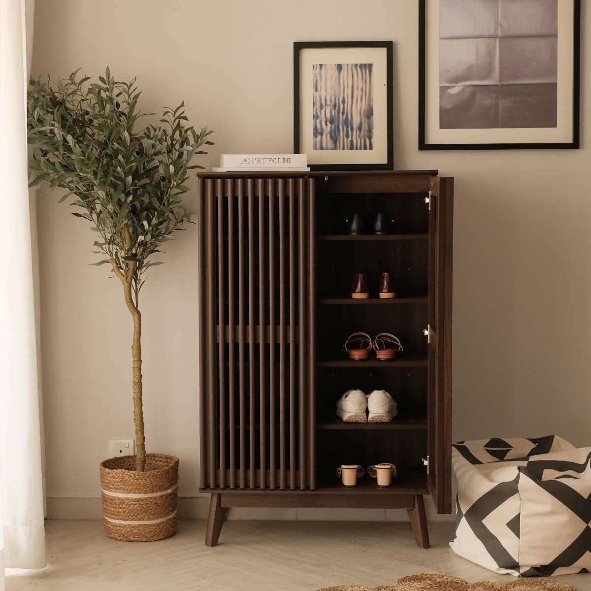 Linear Dark Brown 2 Doors Cabinet