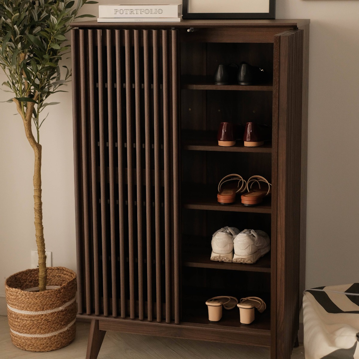 Linear Dark Brown 2 Doors Cabinet