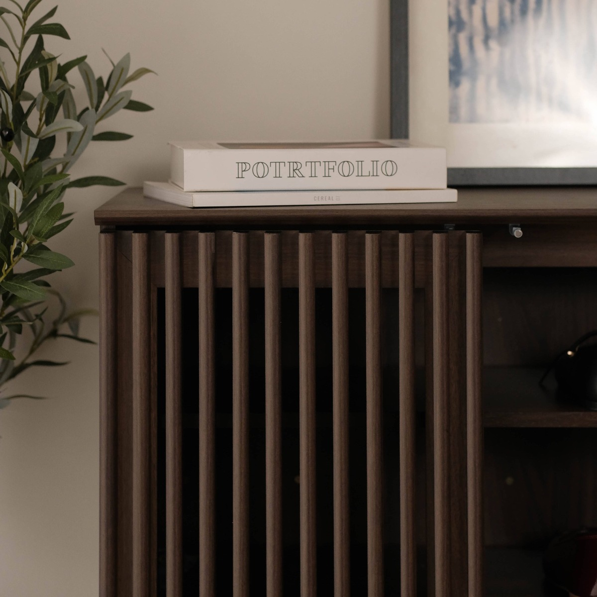 Linear Dark Brown 2 Doors Cabinet