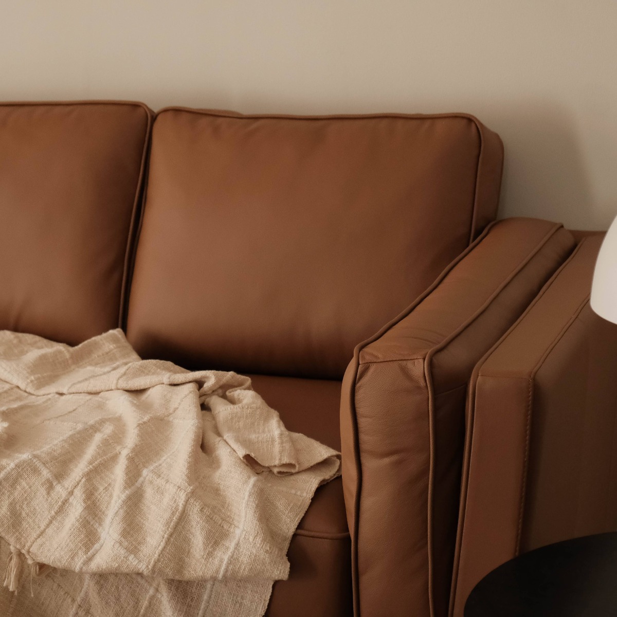 Noah Cognac Full Leather 3 Seater Sofa