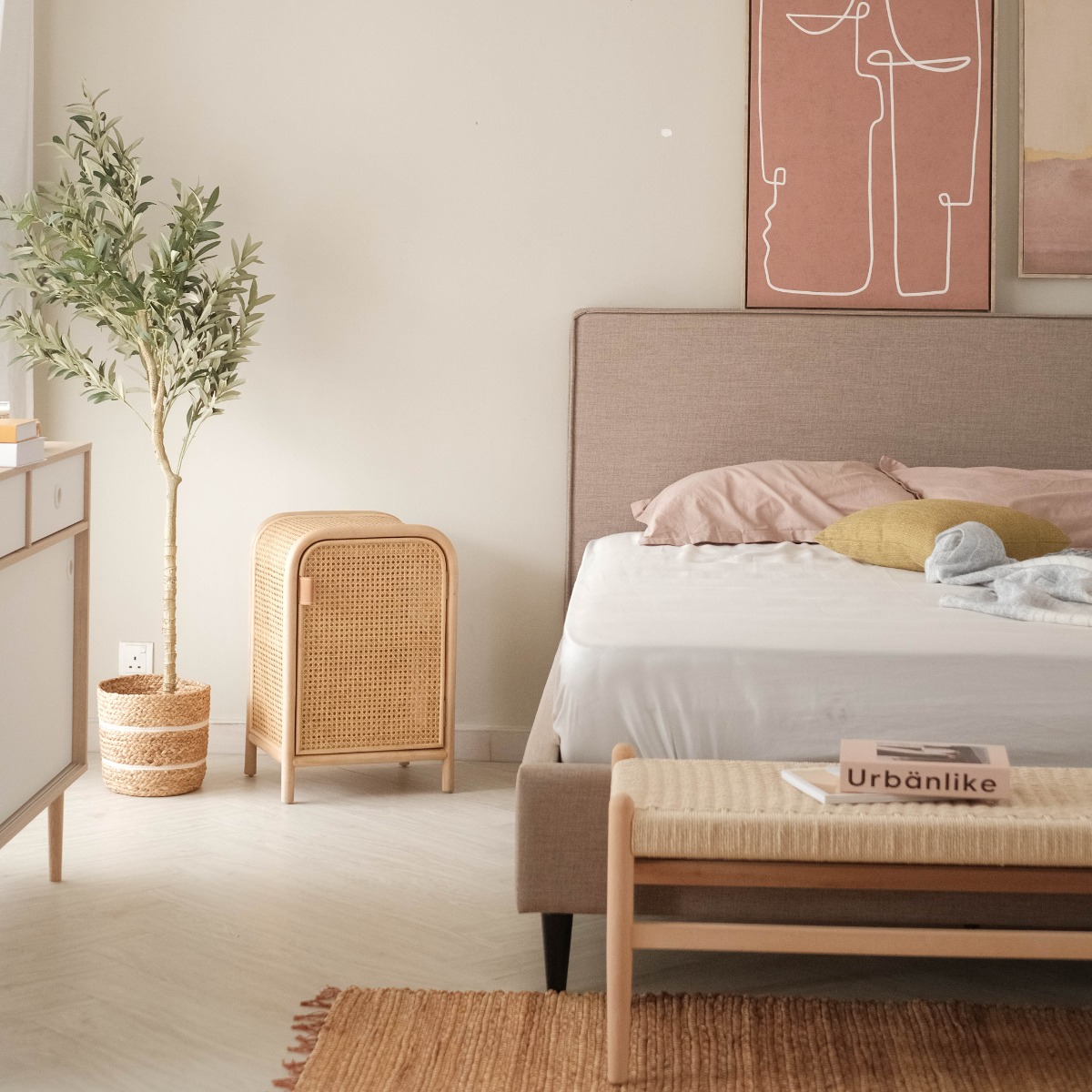 Ava Sand Beige Queen Bed