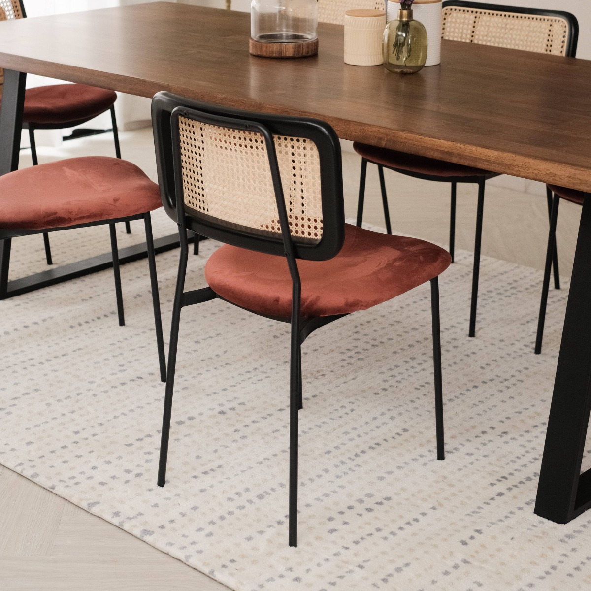 Gaia Ebony Dining Chair Umber Brown Velvet