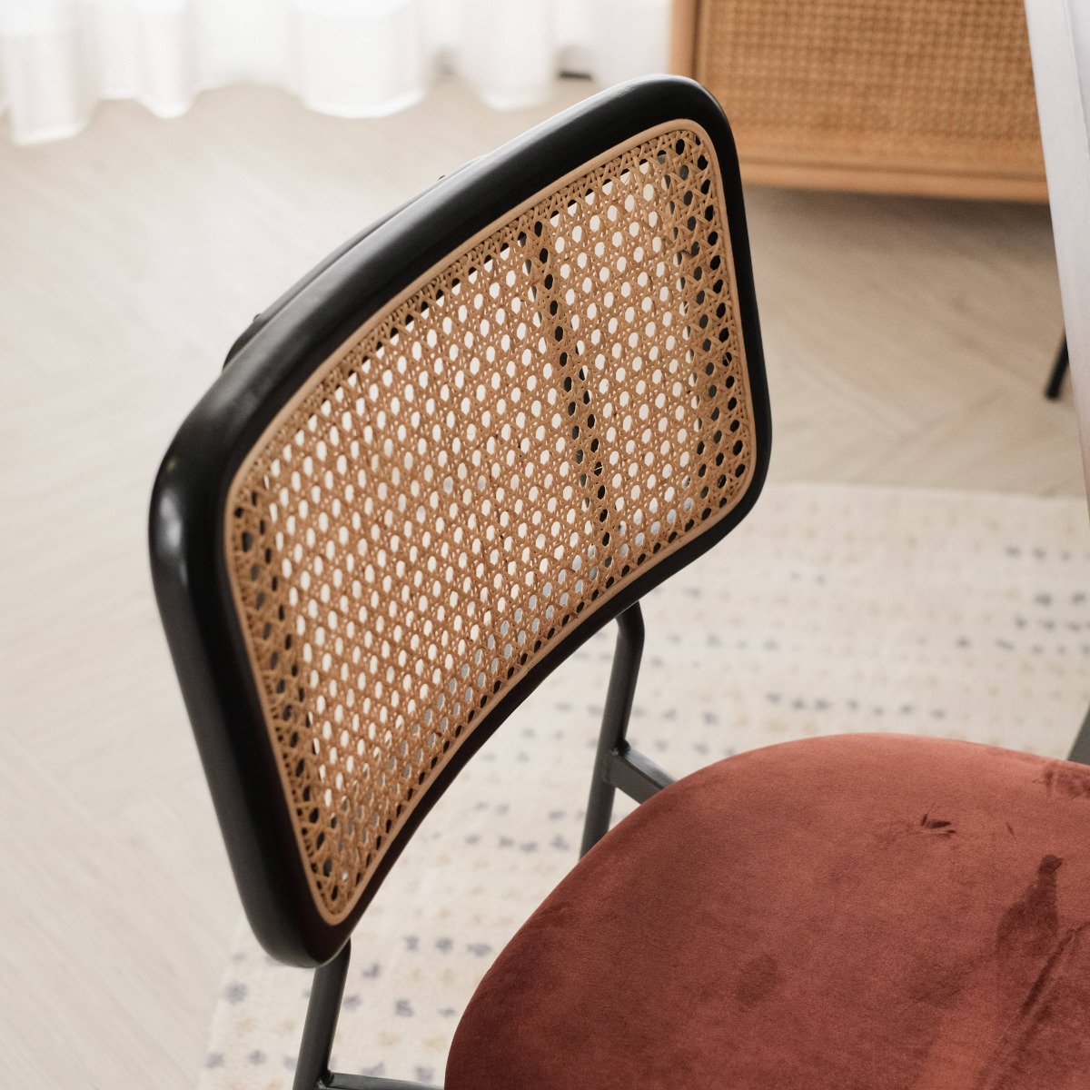 Gaia Ebony Dining Chair Umber Brown Velvet