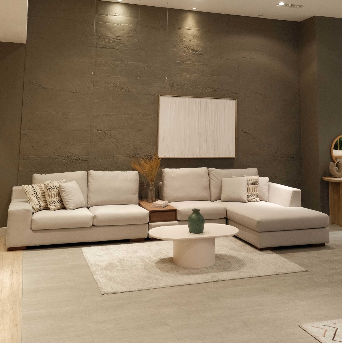 Joen Left Sectional Wide Sofa with Right Side Table