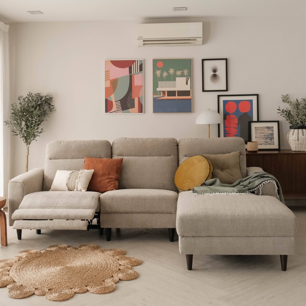 Linus Stone Grey Left Sectional Power Reclining Sofa