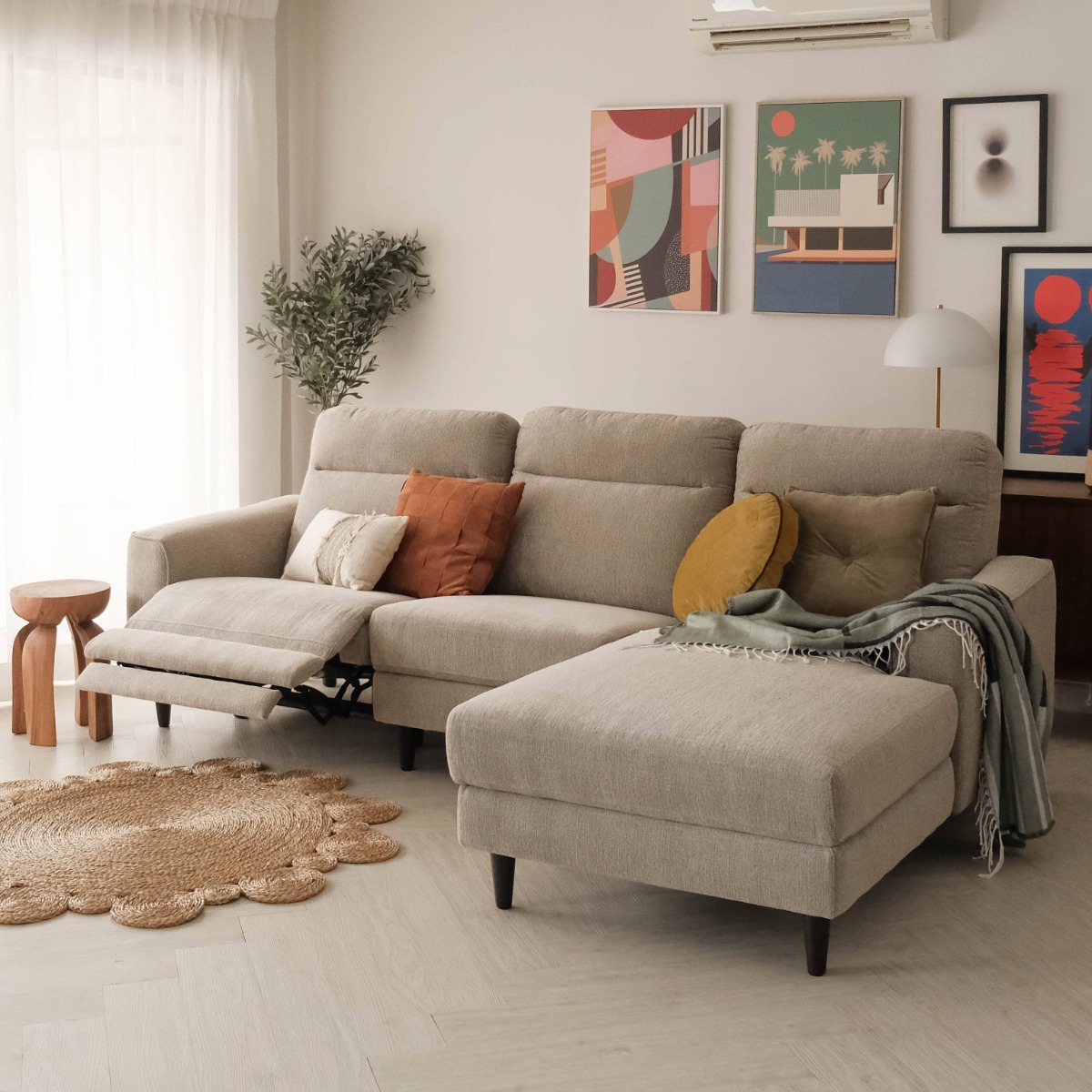Linus Stone Grey Left Sectional Power Reclining Sofa