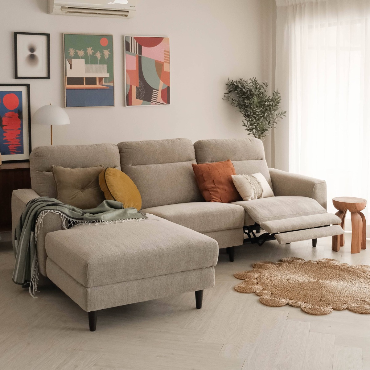 Linus Stone Grey Right Sectional Power Reclining Sofa
