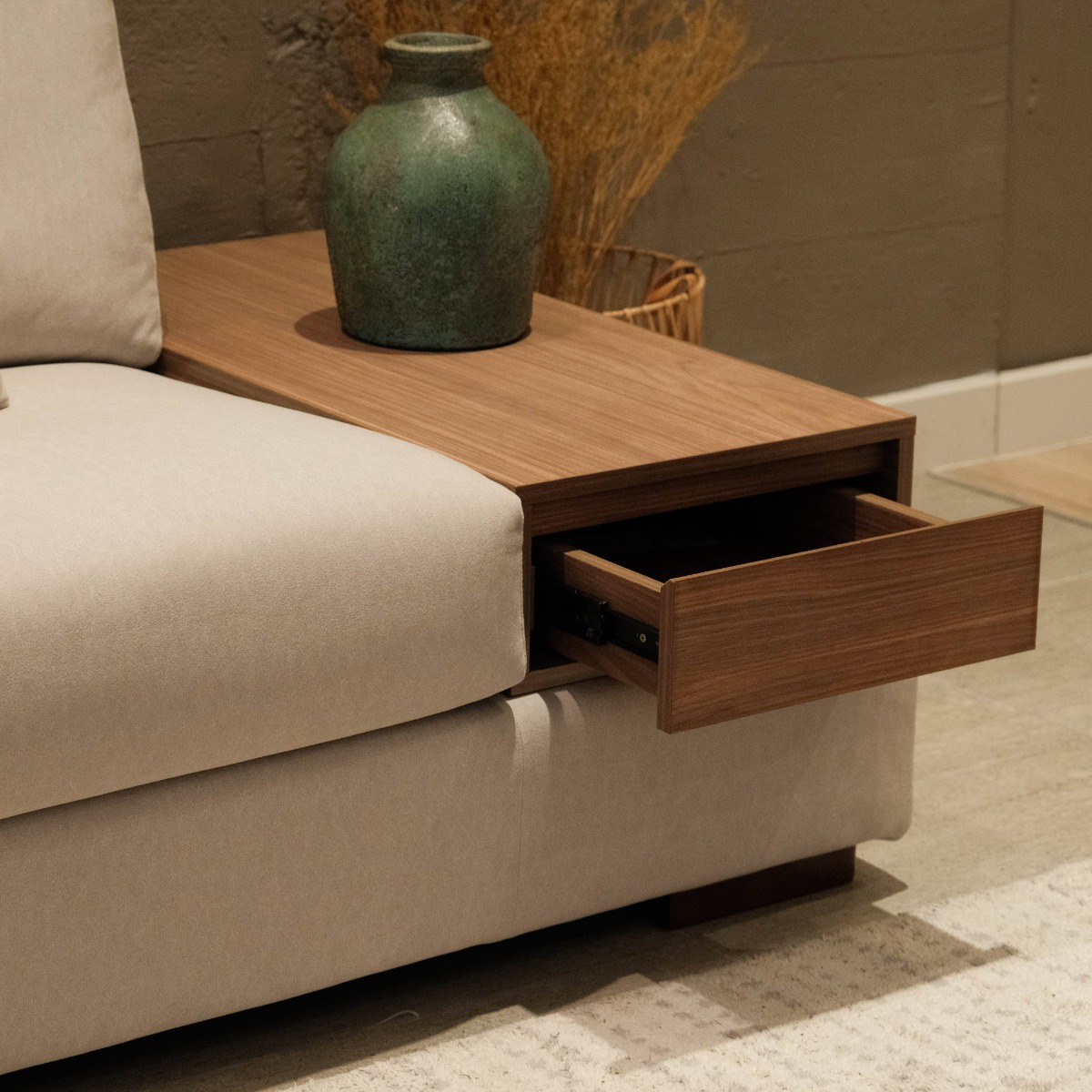 Joen Modular Armless Sofa with Left Side Table