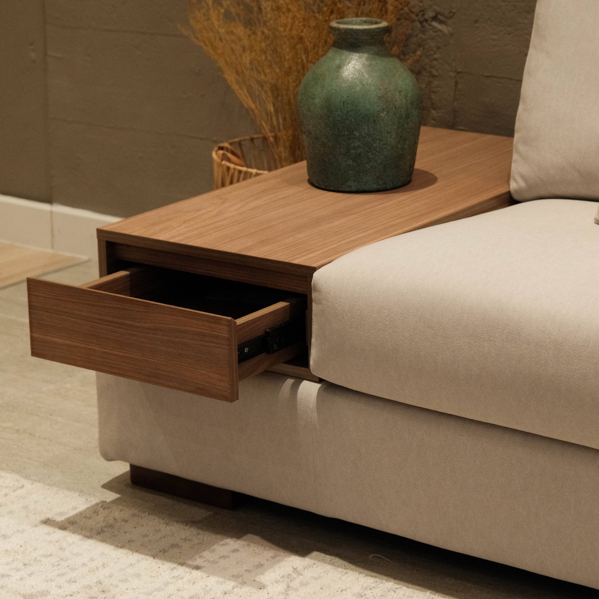 Joen Modular Armless Sofa with Right Side Table