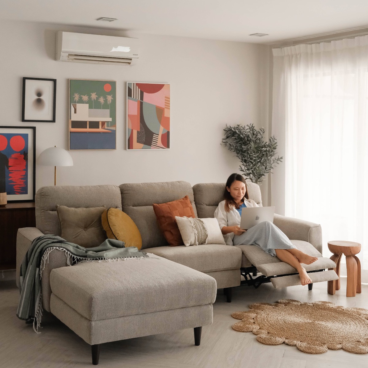 Linus Stone Grey Right Sectional Power Reclining Sofa