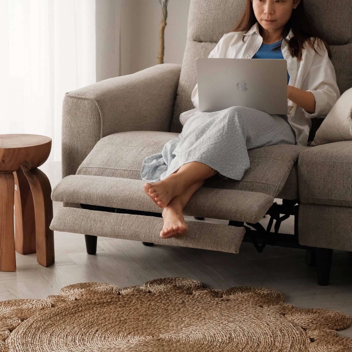 Linus Stone Grey Left Sectional Power Reclining Sofa