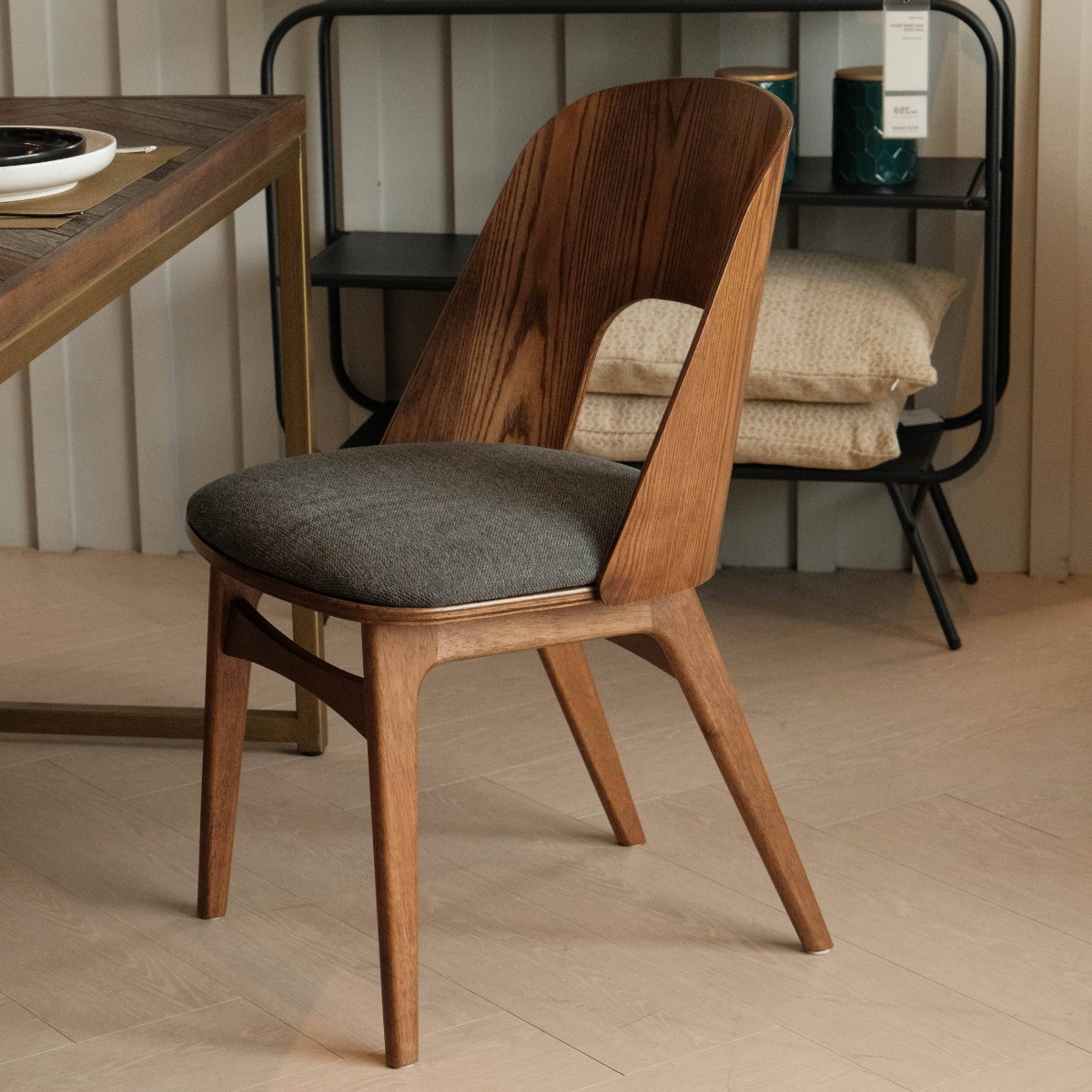 Teagan Dark Walnut Dining Chair Charcoal