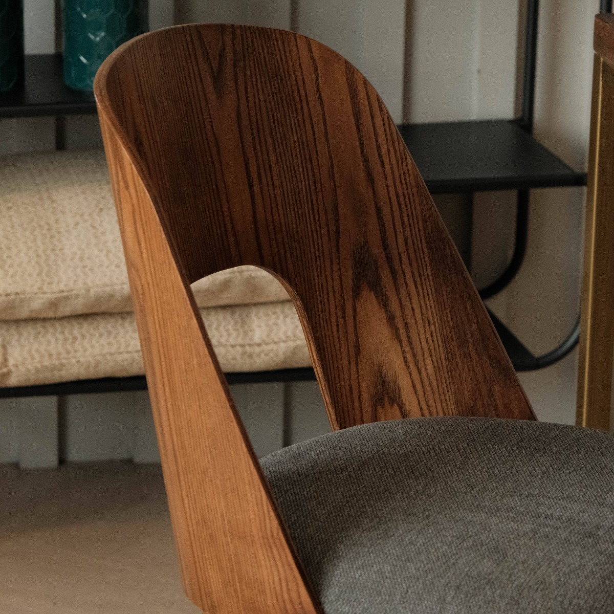 Teagan Dark Walnut Dining Chair Charcoal