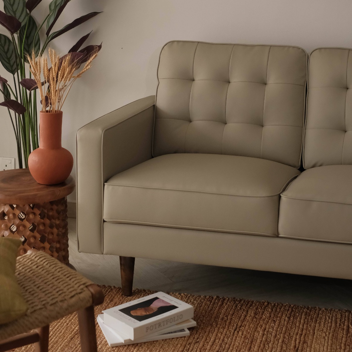 Jane Taupe Mid-Century 3 Seater Sofa
