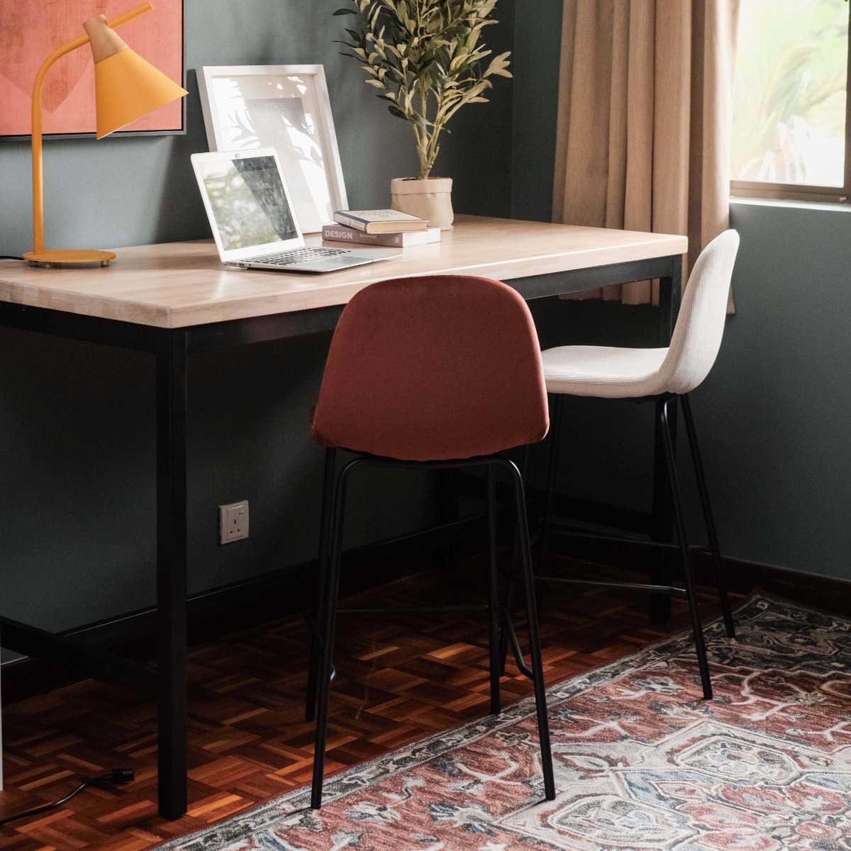 Sera Counter Stool Umber Brown Velvet
