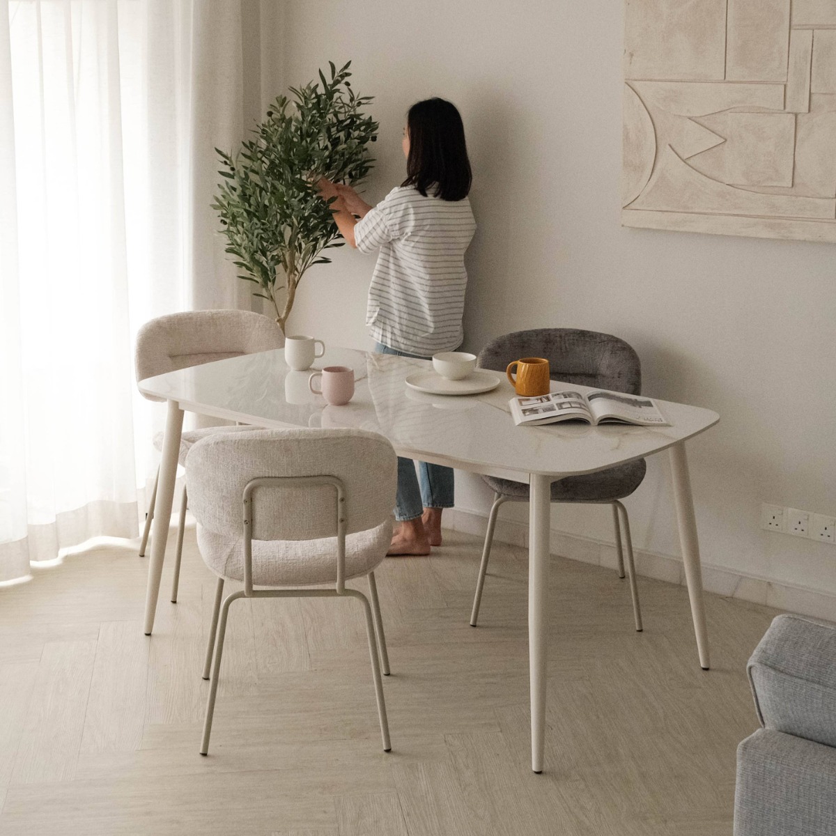 Freya White Dining Table 160cm