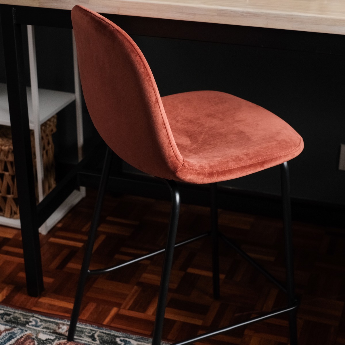 Sera Counter Stool Umber Brown Velvet