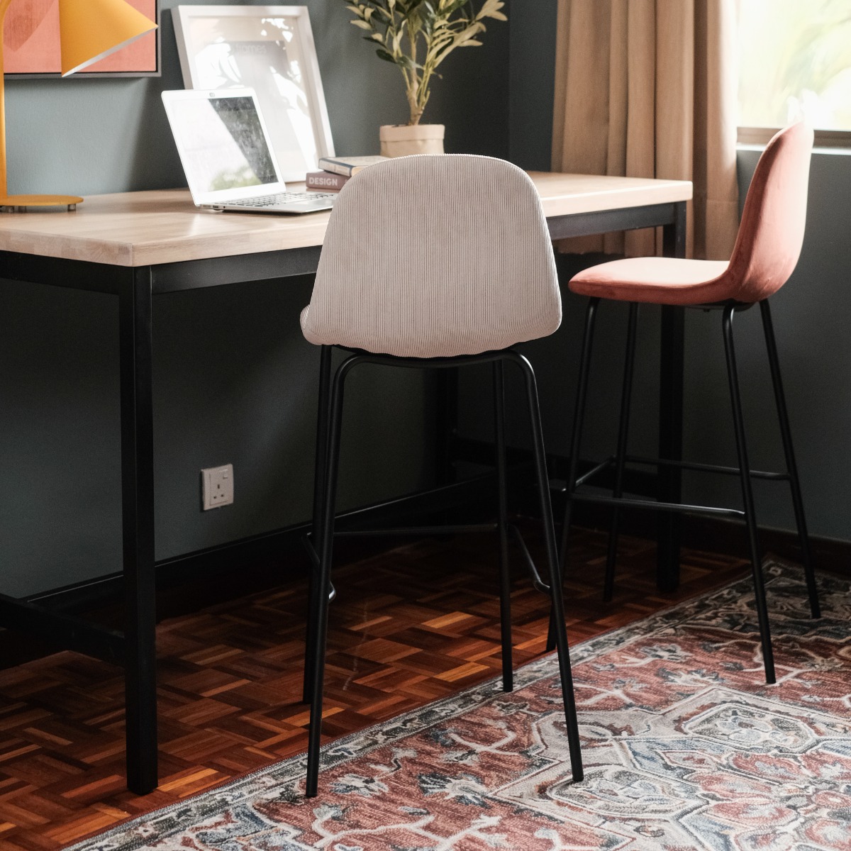 Sera Bar Stool Ivory Corduroy