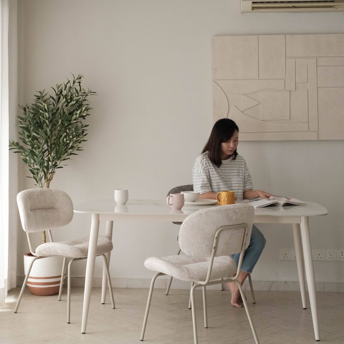 Freya White Dining Table 160cm