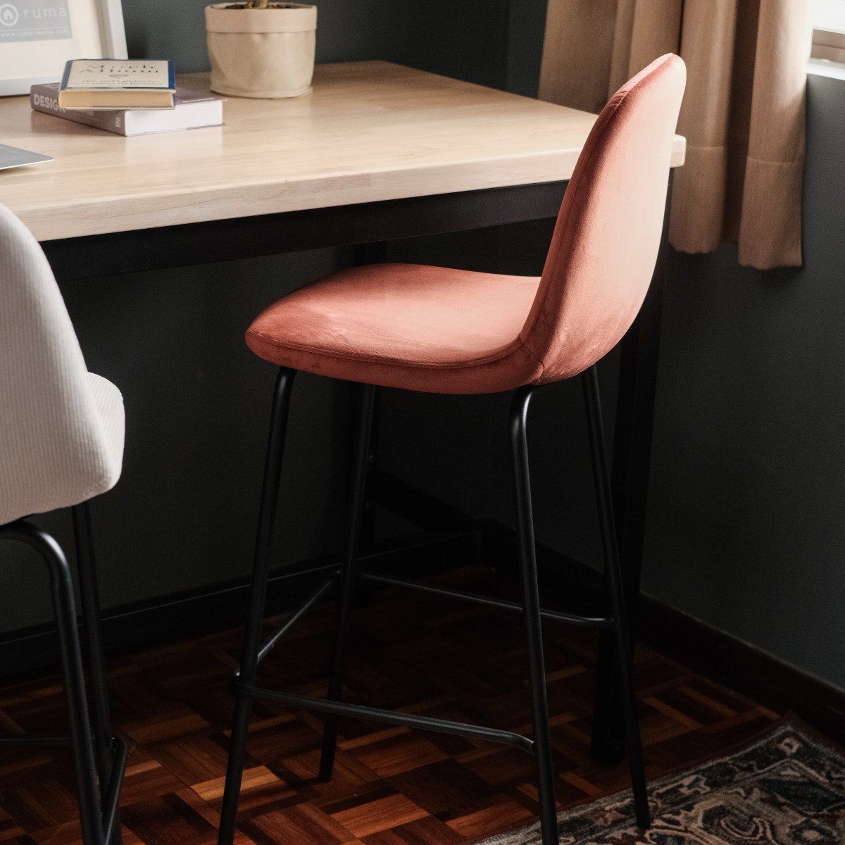 Sera Bar Stool Umber Brown Velvet