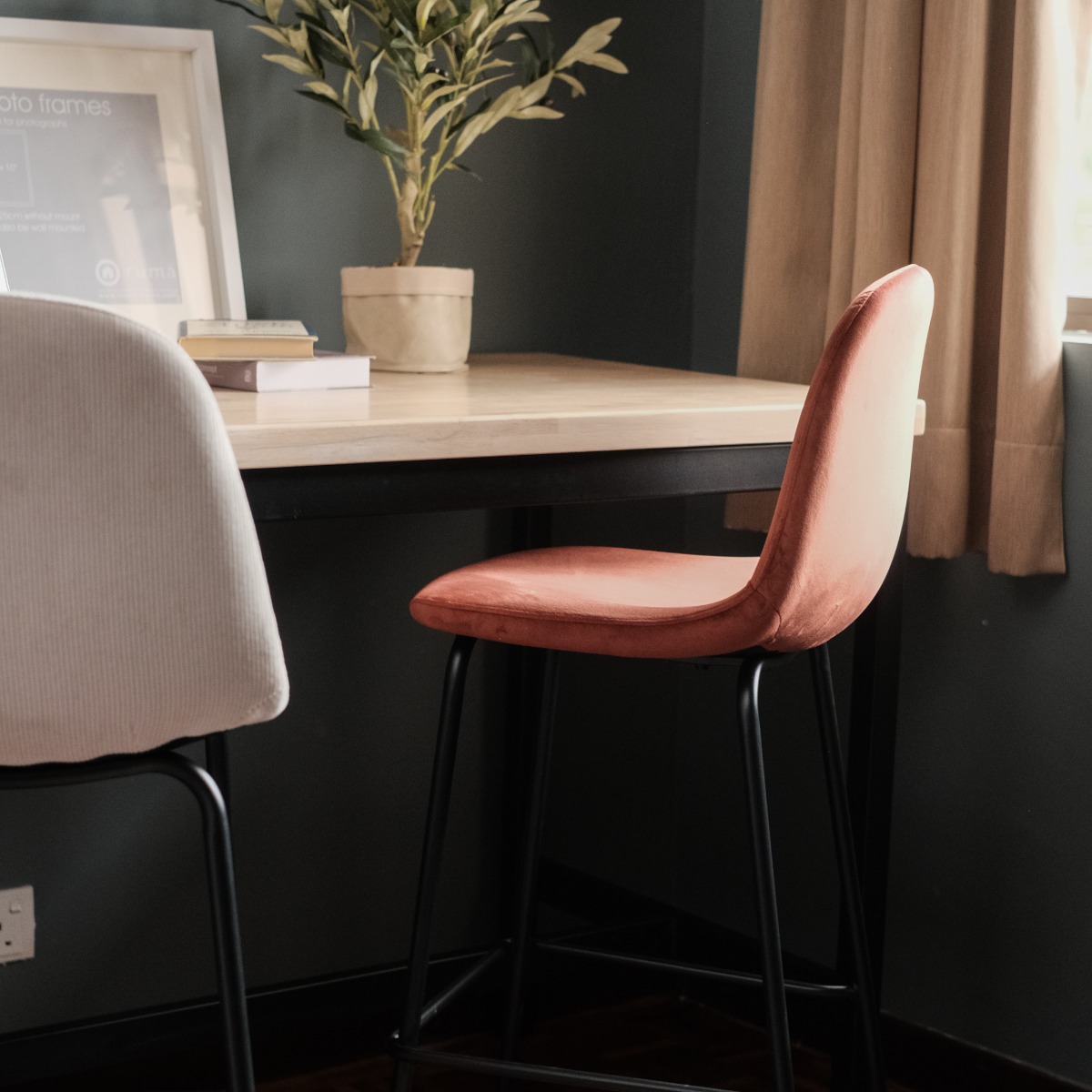 Sera Bar Stool Umber Brown Velvet
