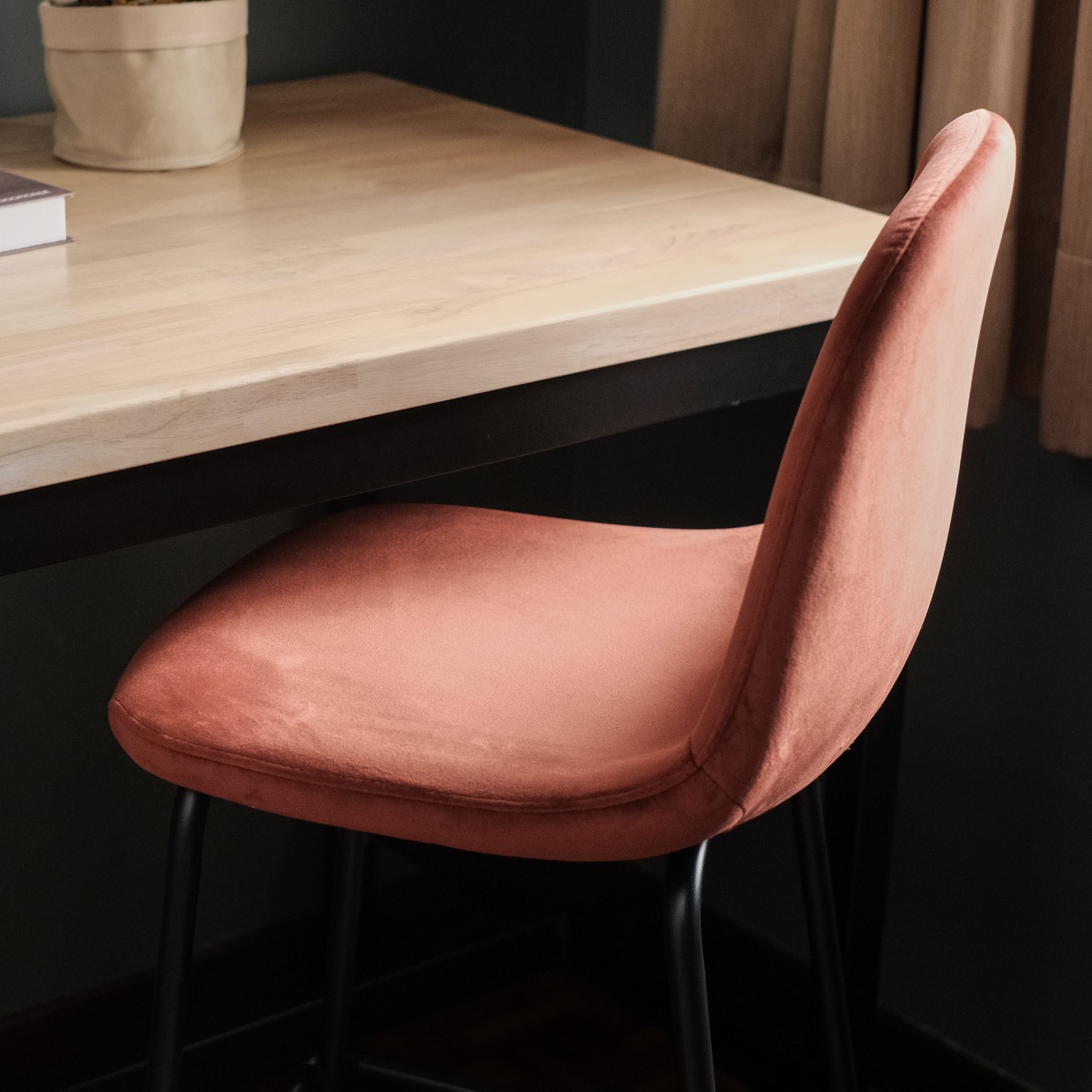 Sera Bar Stool Umber Brown Velvet