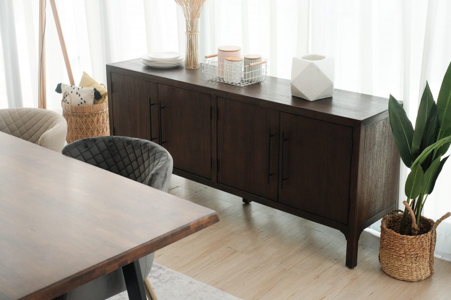 Ming Coffee Brown 4 Doors Sideboard