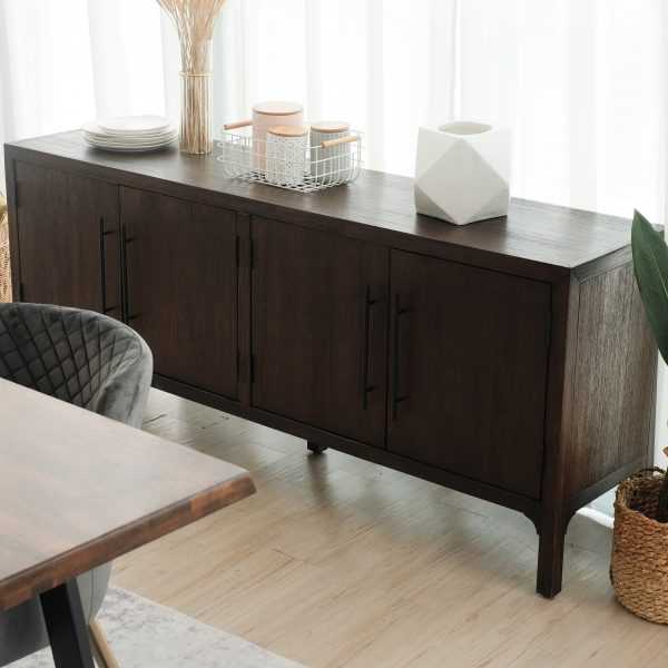 Ming Coffee Brown 4 Doors Sideboard