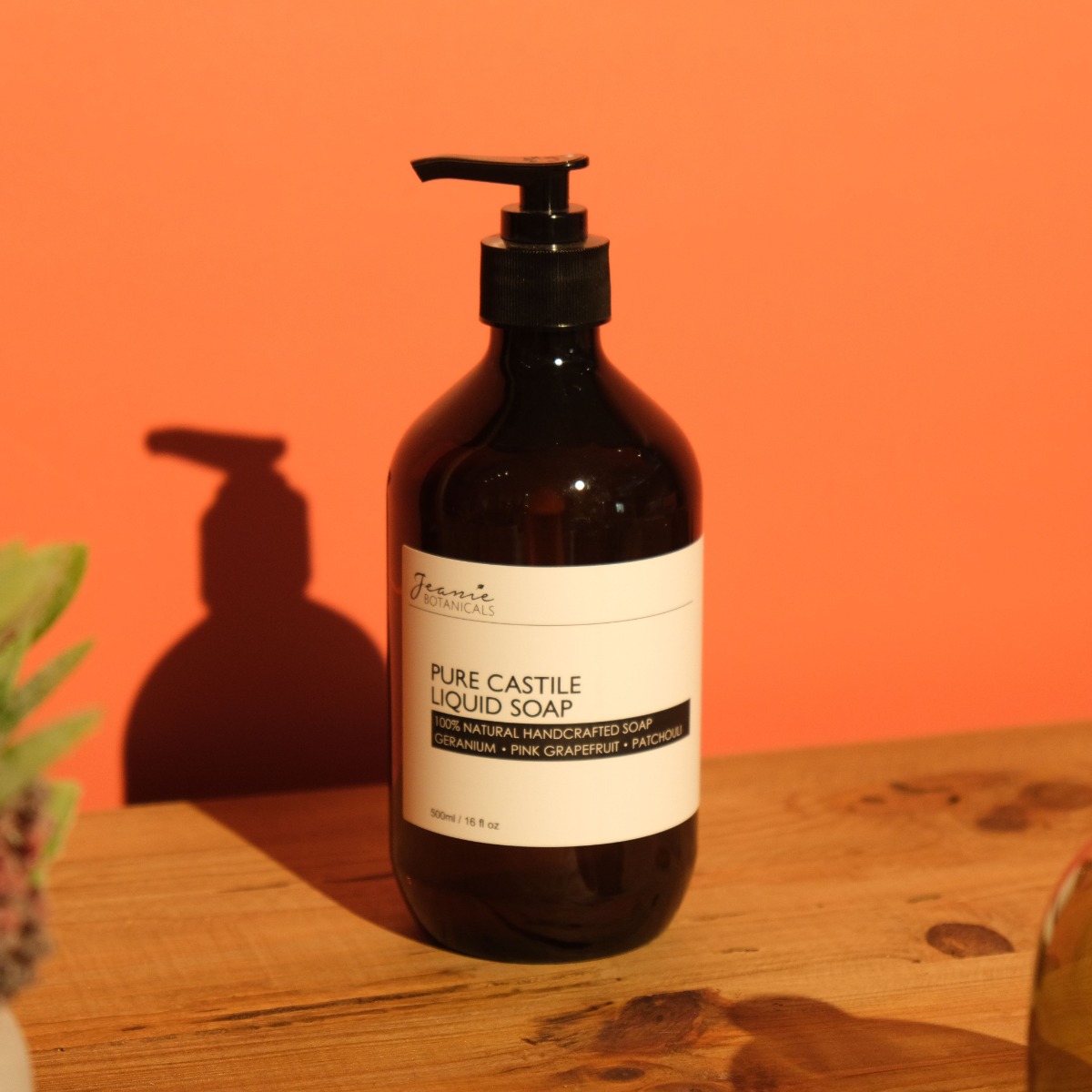 Jeanie Botanicals Liquid Castile Soap 500ml (Geranium/Grapefruit/Patchouli)