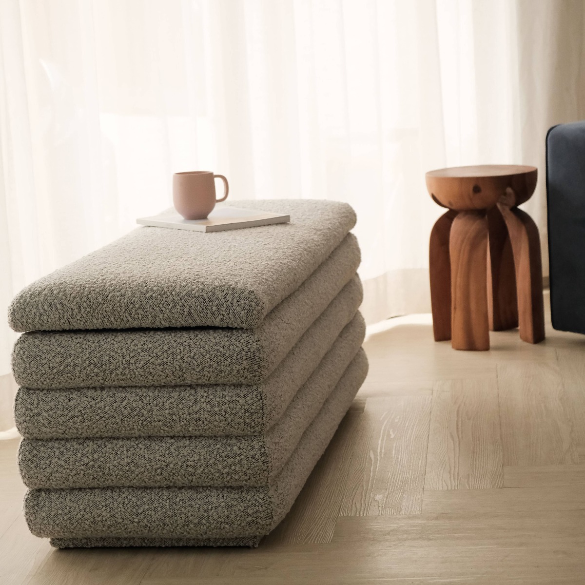 Khloe Cloud Grey Storage Bench