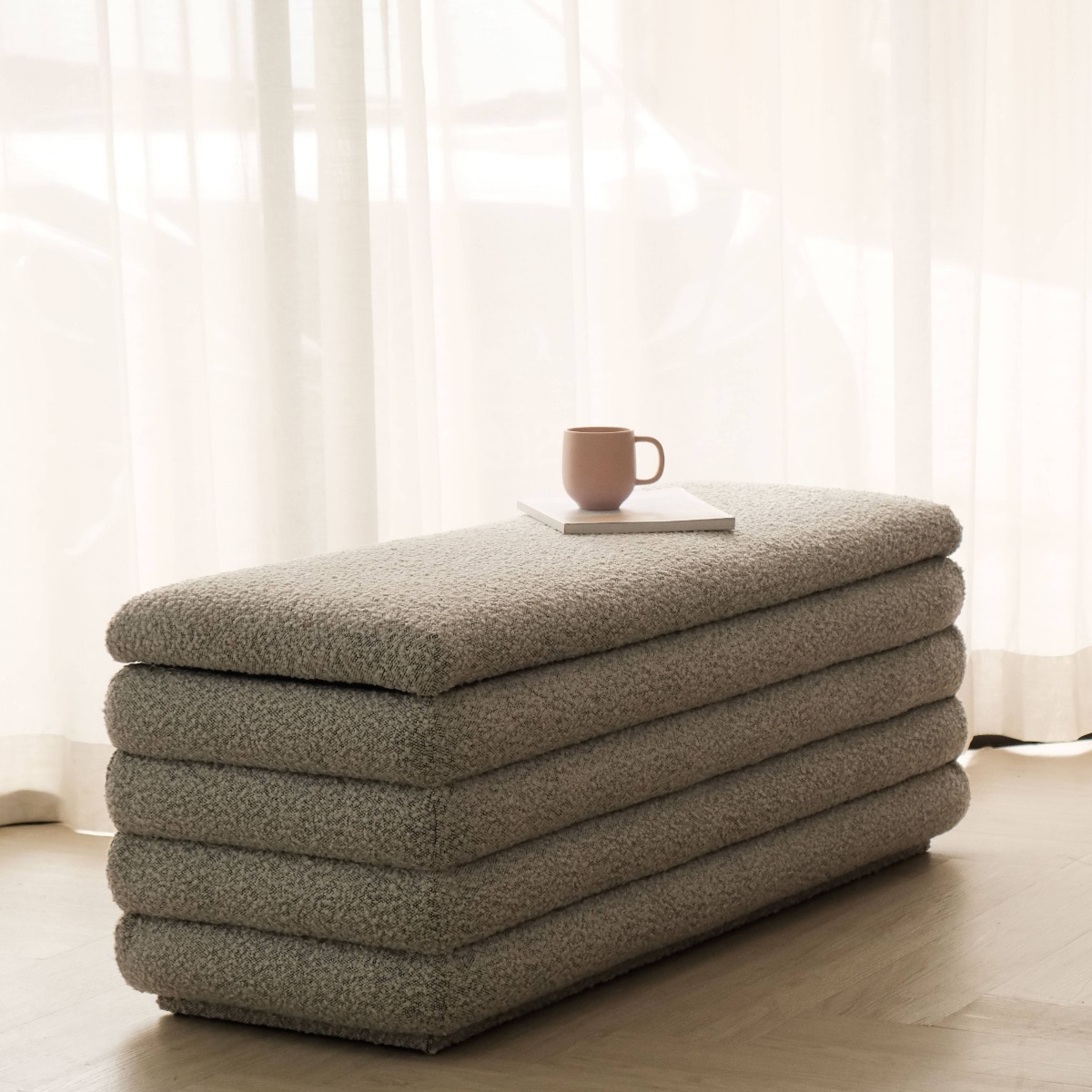Khloe Cloud Grey Storage Bench