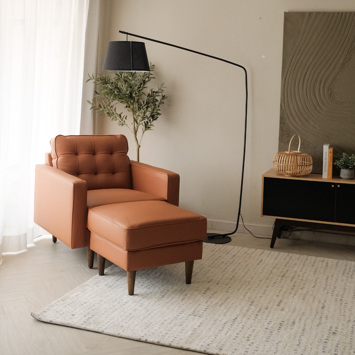 Jane Persimmon Mid-Century 1 Seater Sofa
