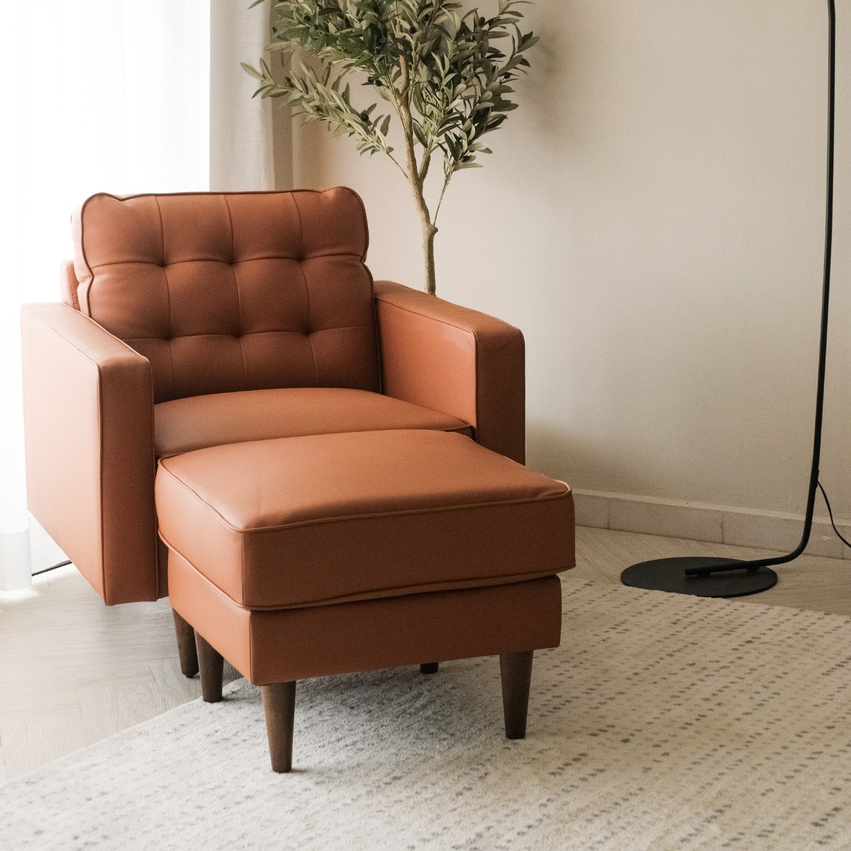 Jane Persimmon Mid-Century 1 Seater Sofa