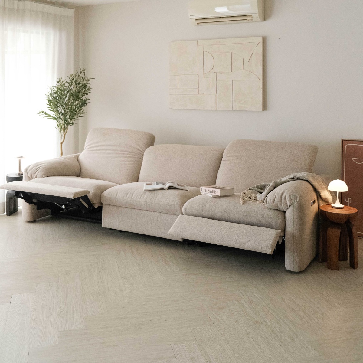 Kimberly Light Grey 4 Seater Power Reclining Sofa
